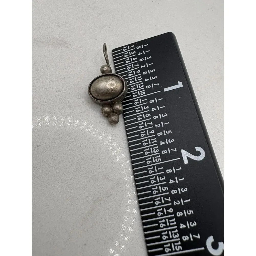 Vintage Mexico Sterling Silver Modernist Dangle Hook Earrings Signed ATI 9.32g